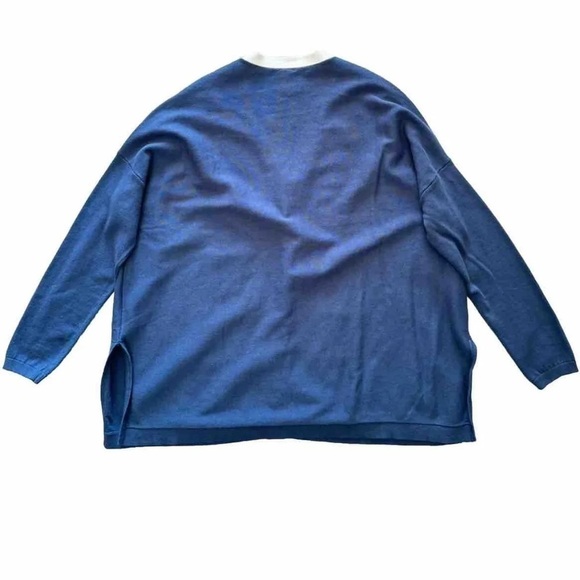 Wynne Layers XS Cardigan Blue White Button Front Sweater 100% Cotton Oversized - Picture 11 of 11